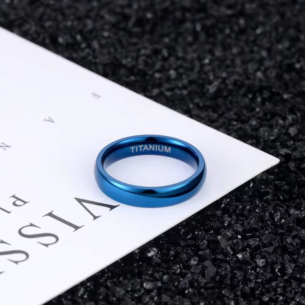 Blue Titanium Band Ring