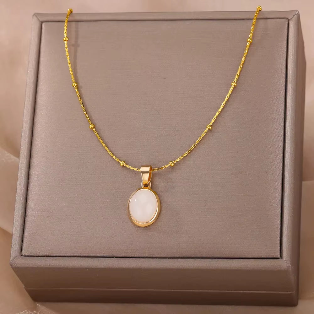 Opal Stone Gold Necklace