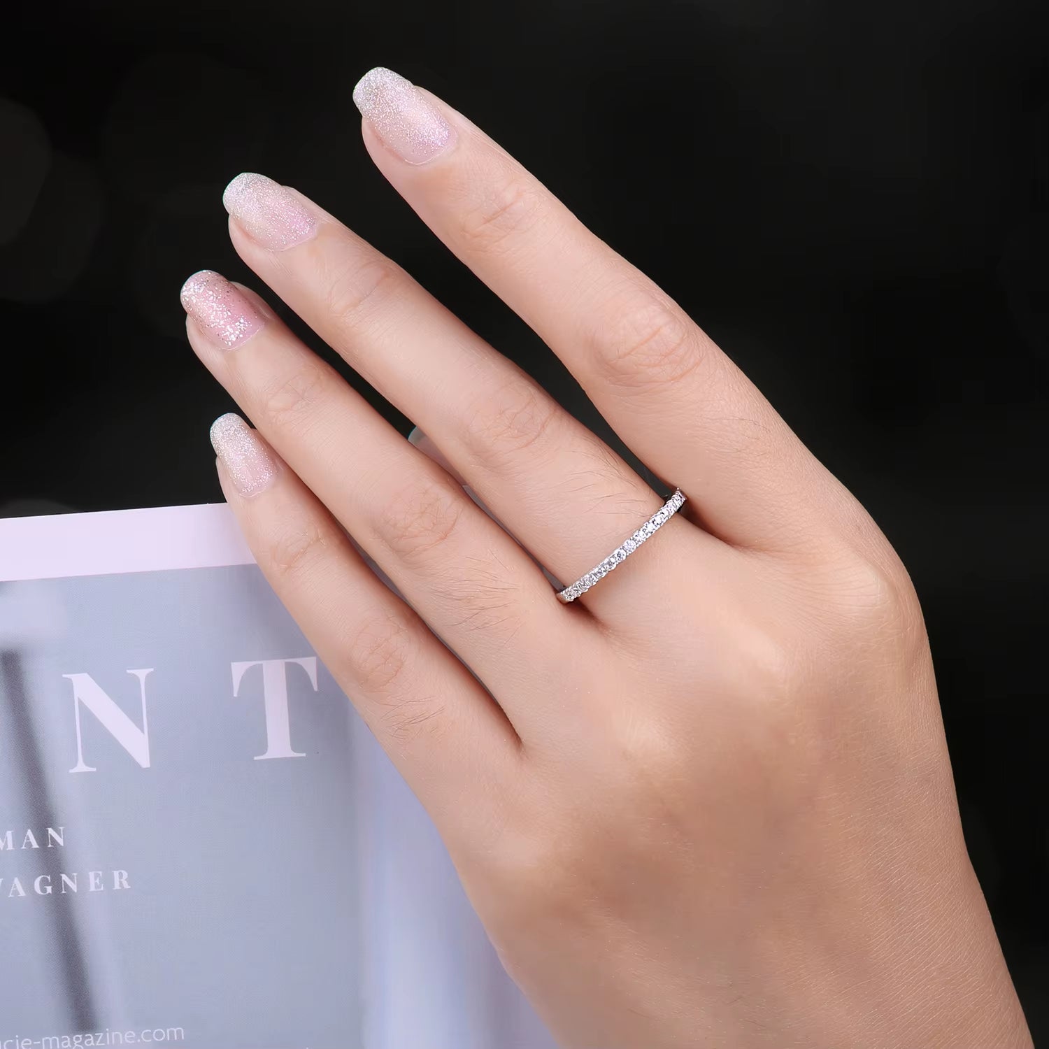 Moissanite Half Eternity Ring