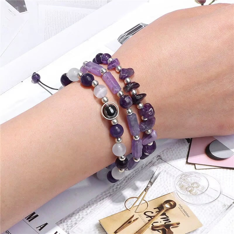 Amethyst Healing Stone Bracelet Set