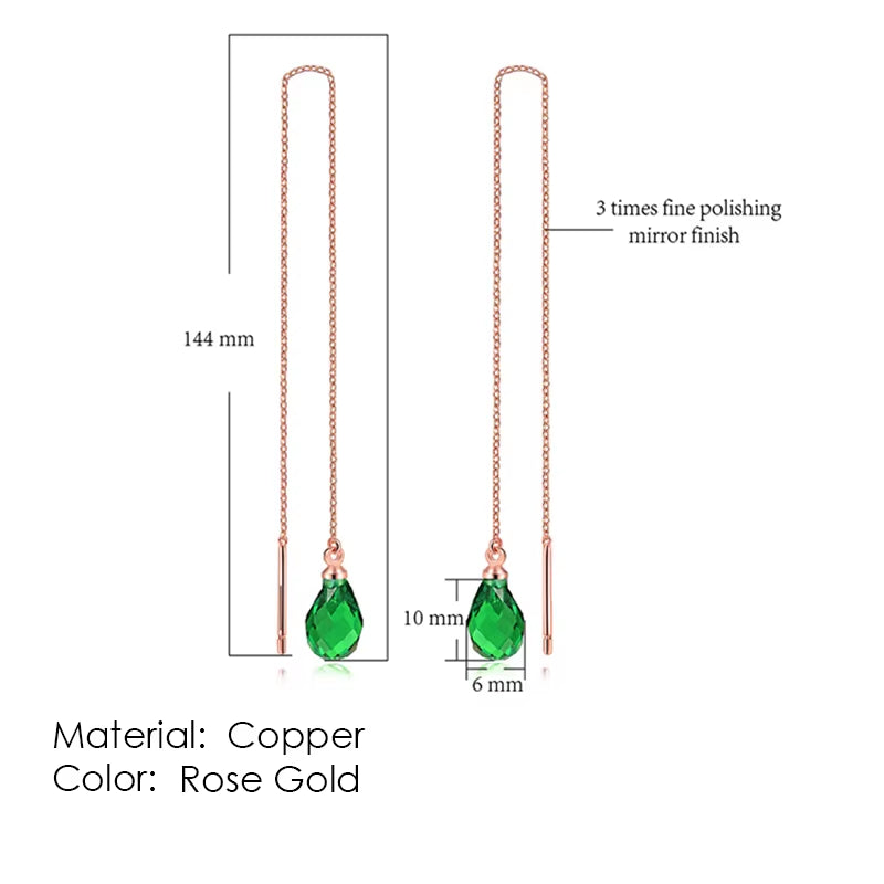 Rose Gold Drop Threader Earrings