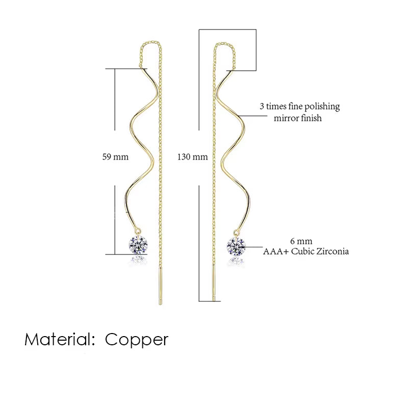 Rose Gold Drop Threader Earrings