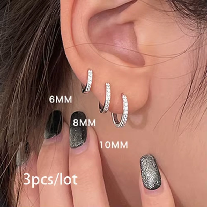Stainless Steel Hoop Earrings Set