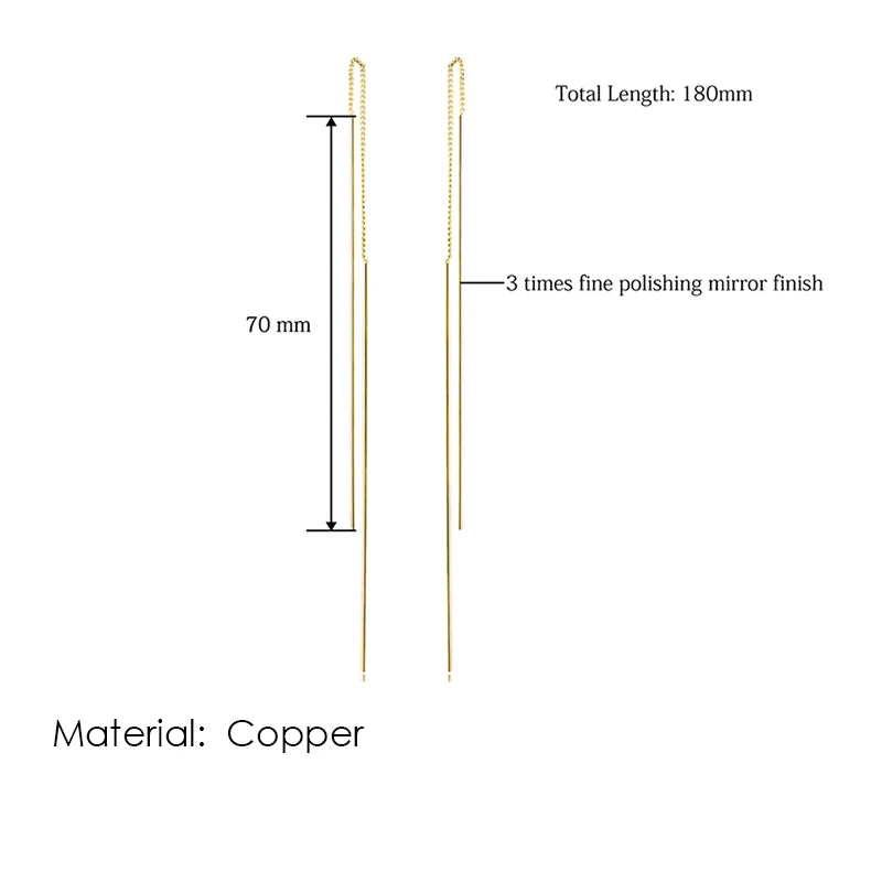 Rose Gold Drop Threader Earrings