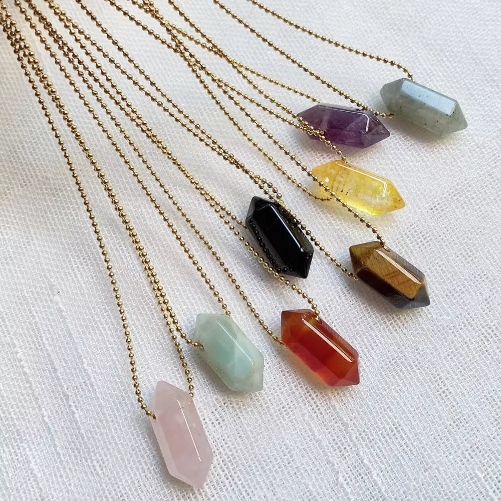 Hexagonal Crystal Stone Necklace