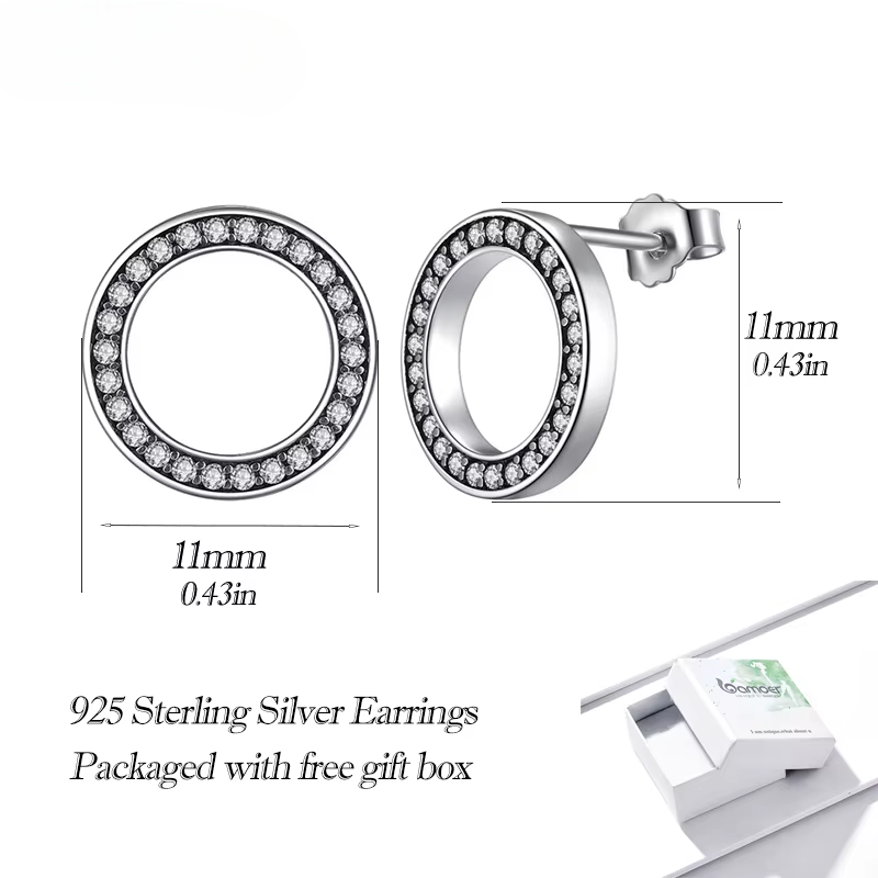 CZ Silver Round Earrings