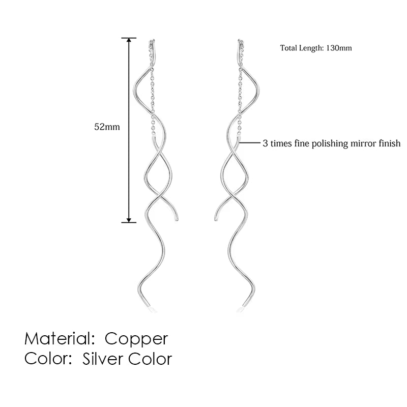 Rose Gold Drop Threader Earrings