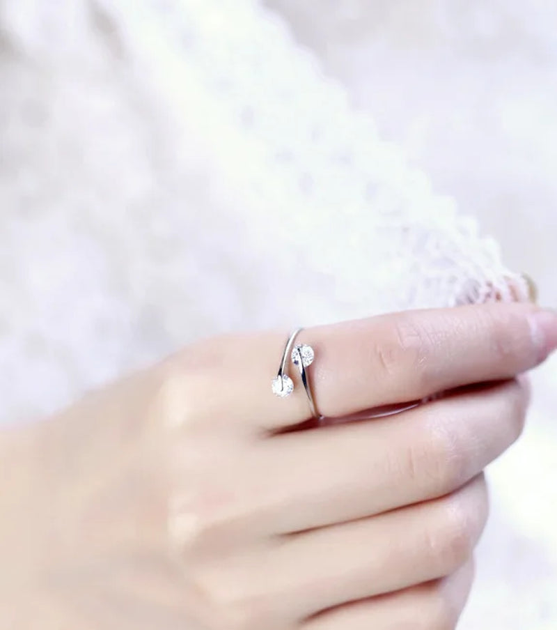 Adjustable Silver Open Ring