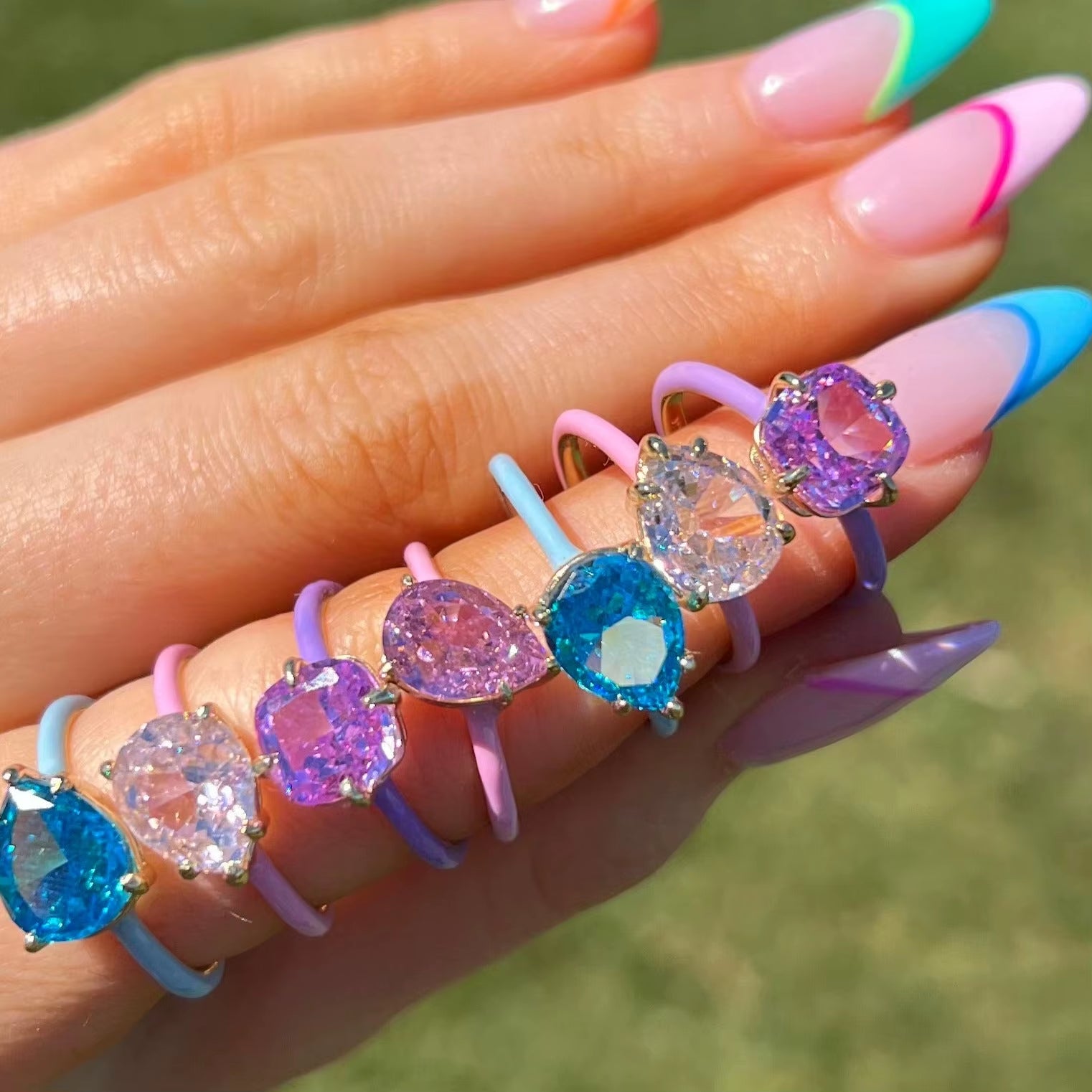 Pastel Enamel Tear Drop Ring