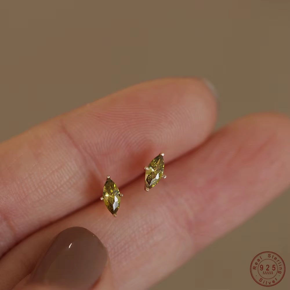 14K Gold Silver Zircon Earrings