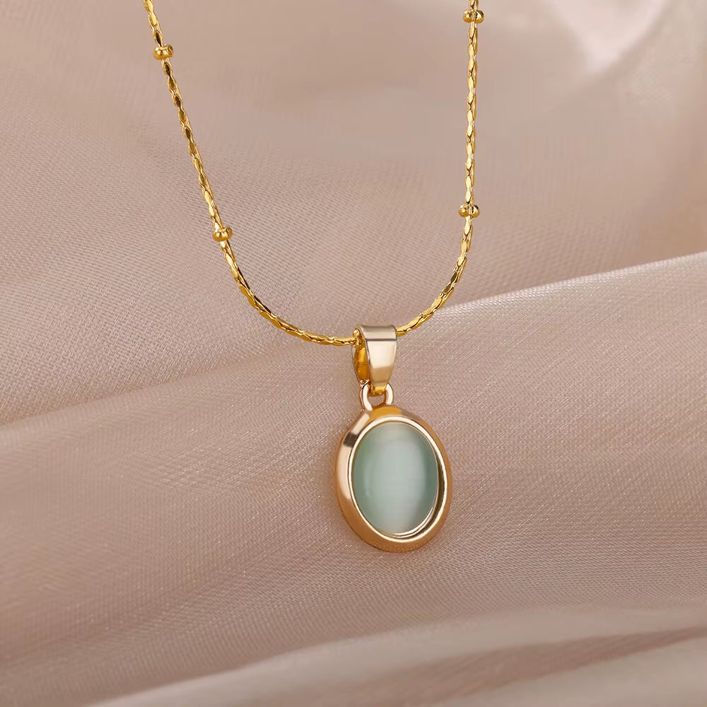 Opal Stone Gold Necklace